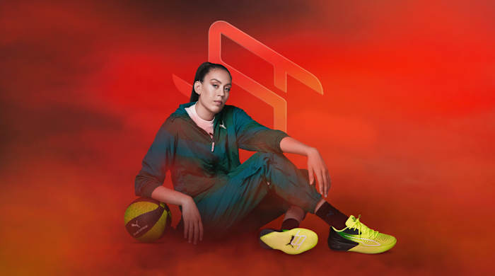 Storm star Breanna Stewart wearing her debut signature shoe, the Stewie 1, from Puma.
